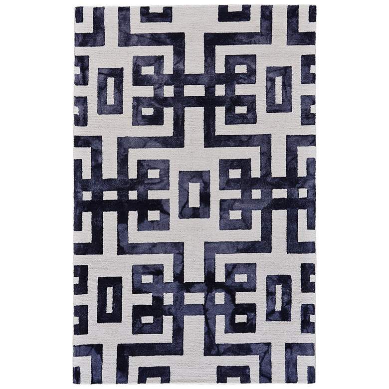 Image 2 Lorrain 6108568 5&#39;x8&#39; Black Ivory Greek Key Wool Area Rug