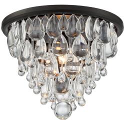 Lorraine 12 1/2&quot; Wide Bronze and Crystal Ceiling Light