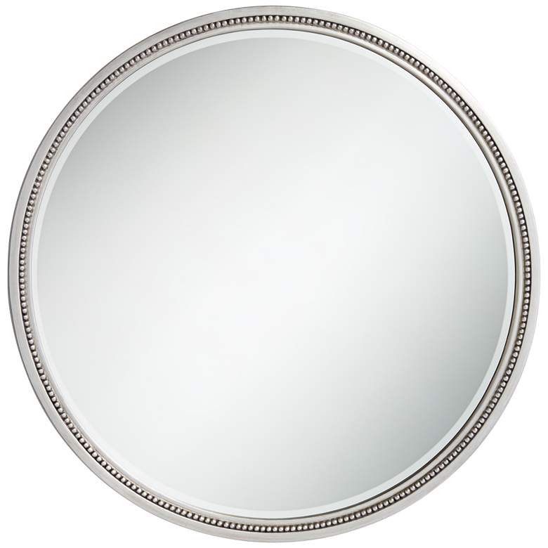 Image 2 Lorraine Silver 32 3/4 inch Round Beaded Trim Wall Mirror