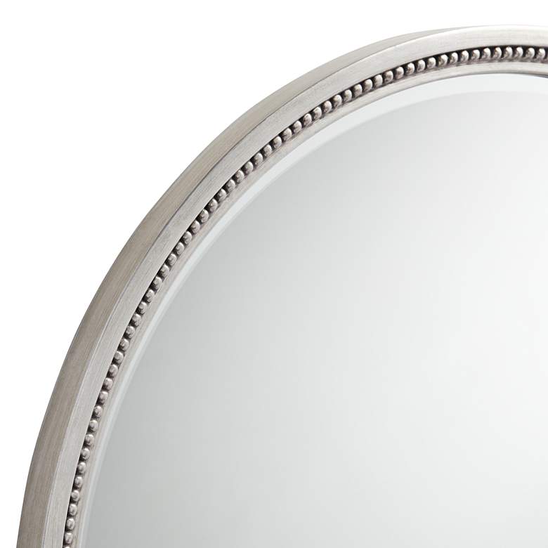 Image 3 Lorraine Silver 32 3/4 inch Round Beaded Trim Wall Mirror more views