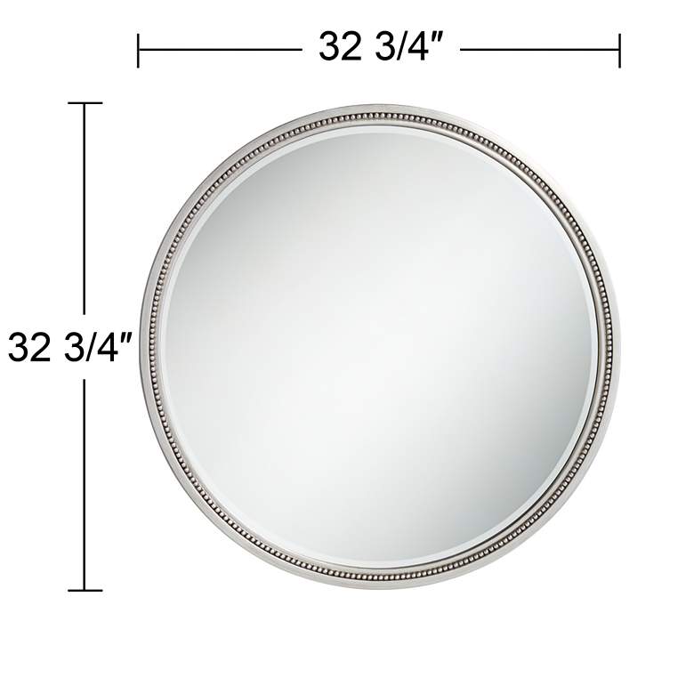 Image 7 Lorraine Silver 32 3/4 inch Round Beaded Trim Wall Mirror more views