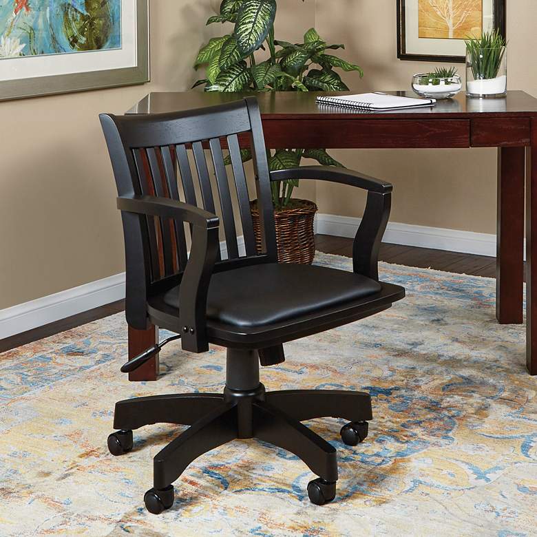 Image 1 Lorson Black Adjustable Swivel Wood Bankers Chair