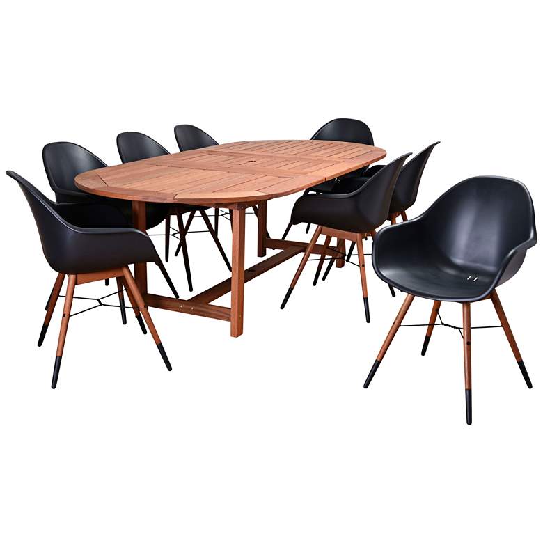 Image 2 Los Altos Black 9-Pc. Extendable Oval Patio Dining Set more views