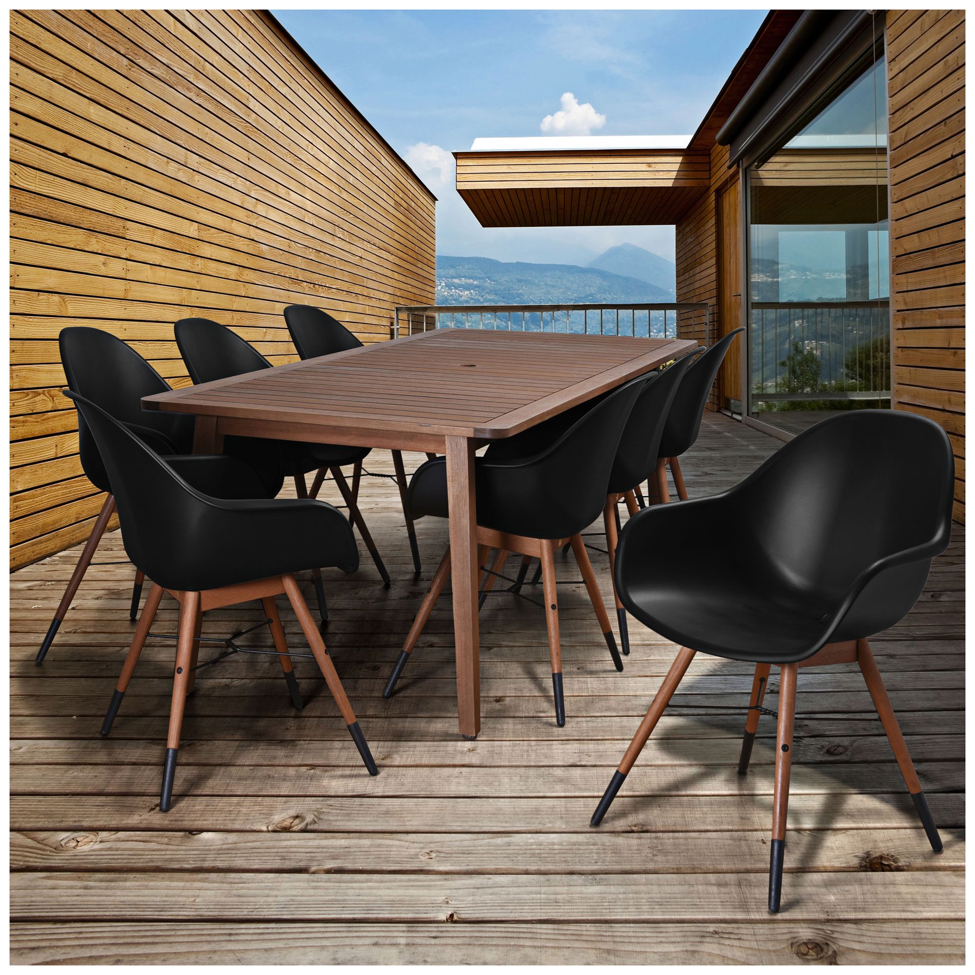 black 9 piece outdoor dining set