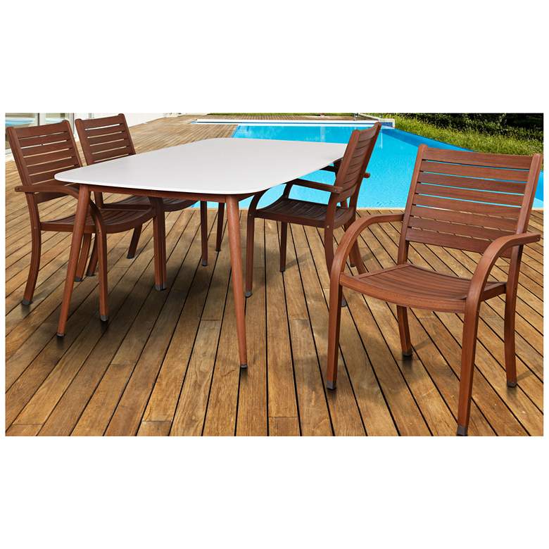 Image 1 Los Altos White Rectangular 5-Piece Patio Dining Set