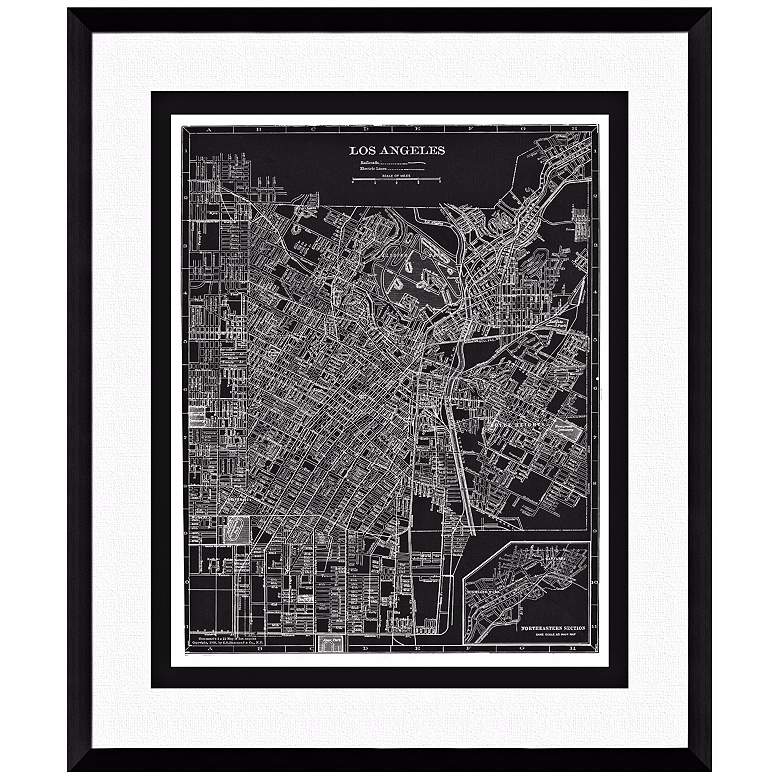 Image 1 Los Angeles 25 1/2 inch High Framed Map Wall Art