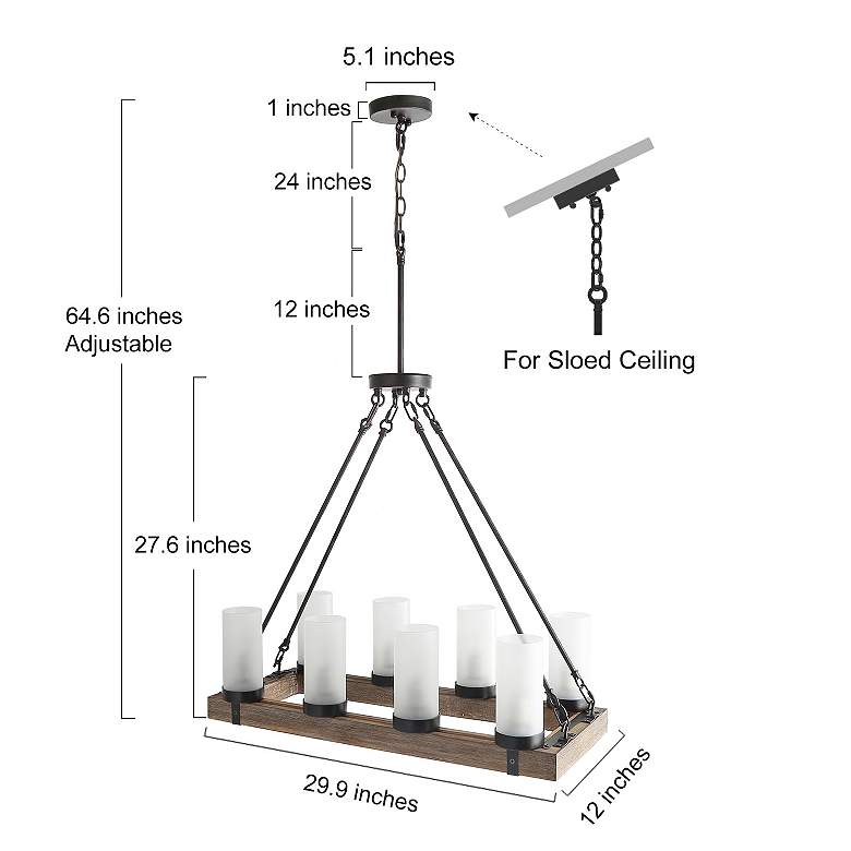 Image 2 Losoco 30" Wide Bronze 8-Light Island Chandelier more views
