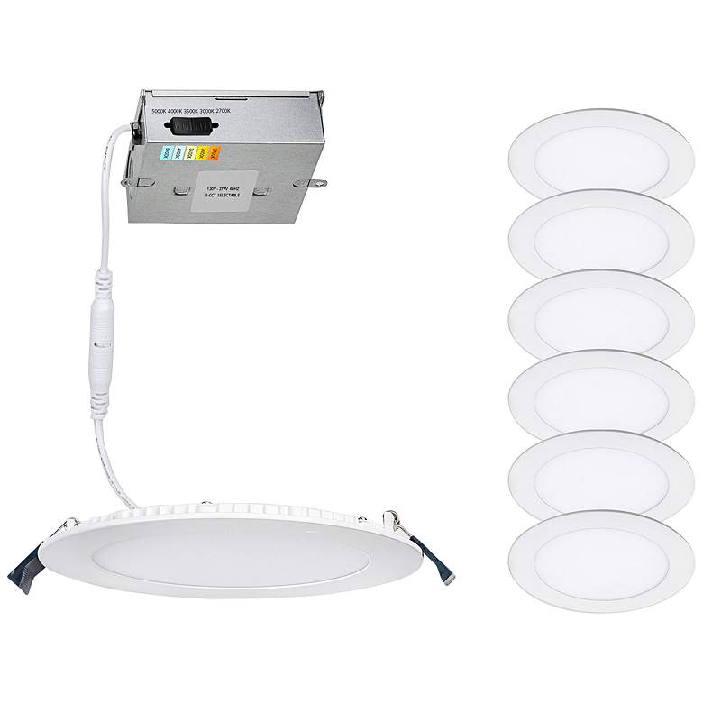 Image 1 Lotos 4" Round 5-CCT Selectable LED Recessed Kits Set of 6