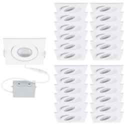 Lotos 4&quot; White Square Adjustable LED Recessed Kits Set of 24