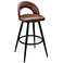 Lottech 26 in. Swivel Barstool in Black Finish with Brown Faux Leather