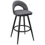Lottech 30 in. Swivel Barstool in Black Finish with Grey Faux Leather
