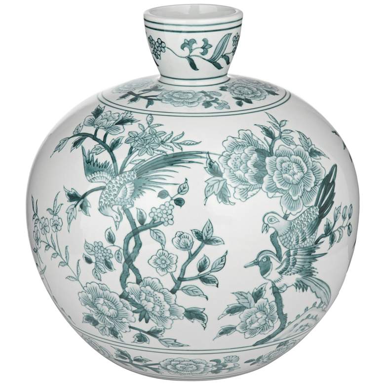 Image 3 Lotus 11" High Ginger Jar Green and White Ceramic Decorative Vase