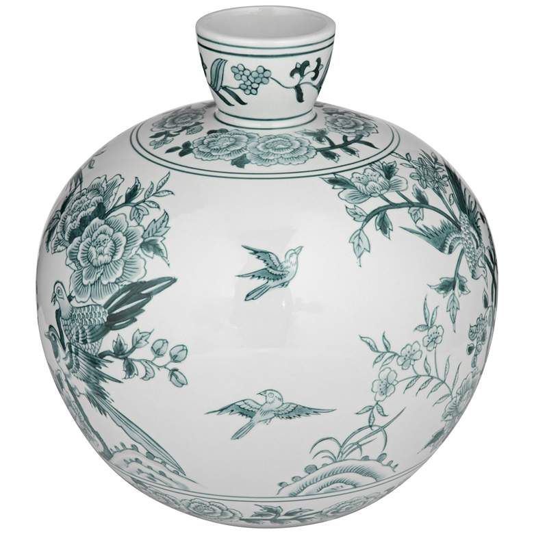 Image 6 Lotus 11" High Ginger Jar Green and White Ceramic Decorative Vase more views