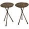 Lotus 14 3/4" Wide Antique Brass Aluminum Side Table Set of 2