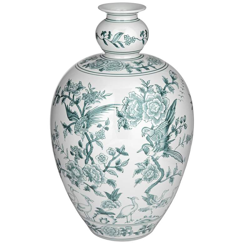 Image 3 Lotus 17" High Green and White Ginger Jar Ceramic Decorative Vase