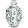3_Lotus 17" High Green and White Ginger Jar Ceramic Decorative Vase