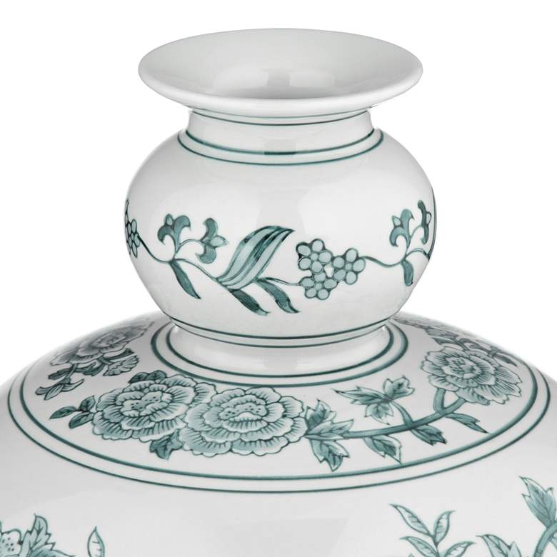 Image 4 Lotus 17" High Green and White Ginger Jar Ceramic Decorative Vase more views
