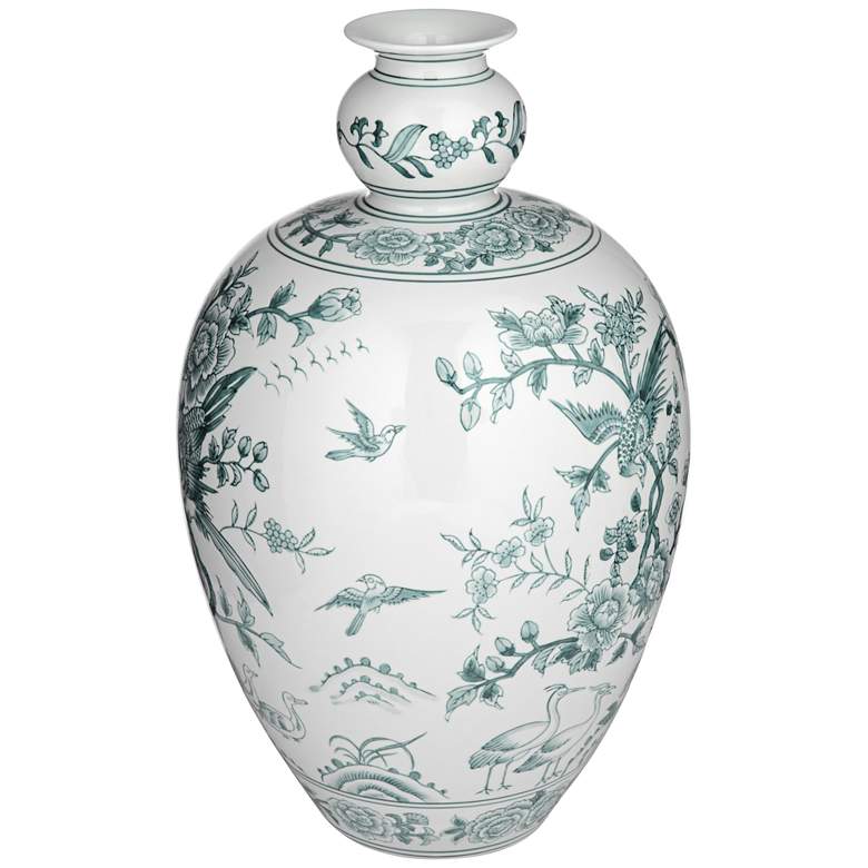 Image 6 Lotus 17" High Green and White Ginger Jar Ceramic Decorative Vase more views