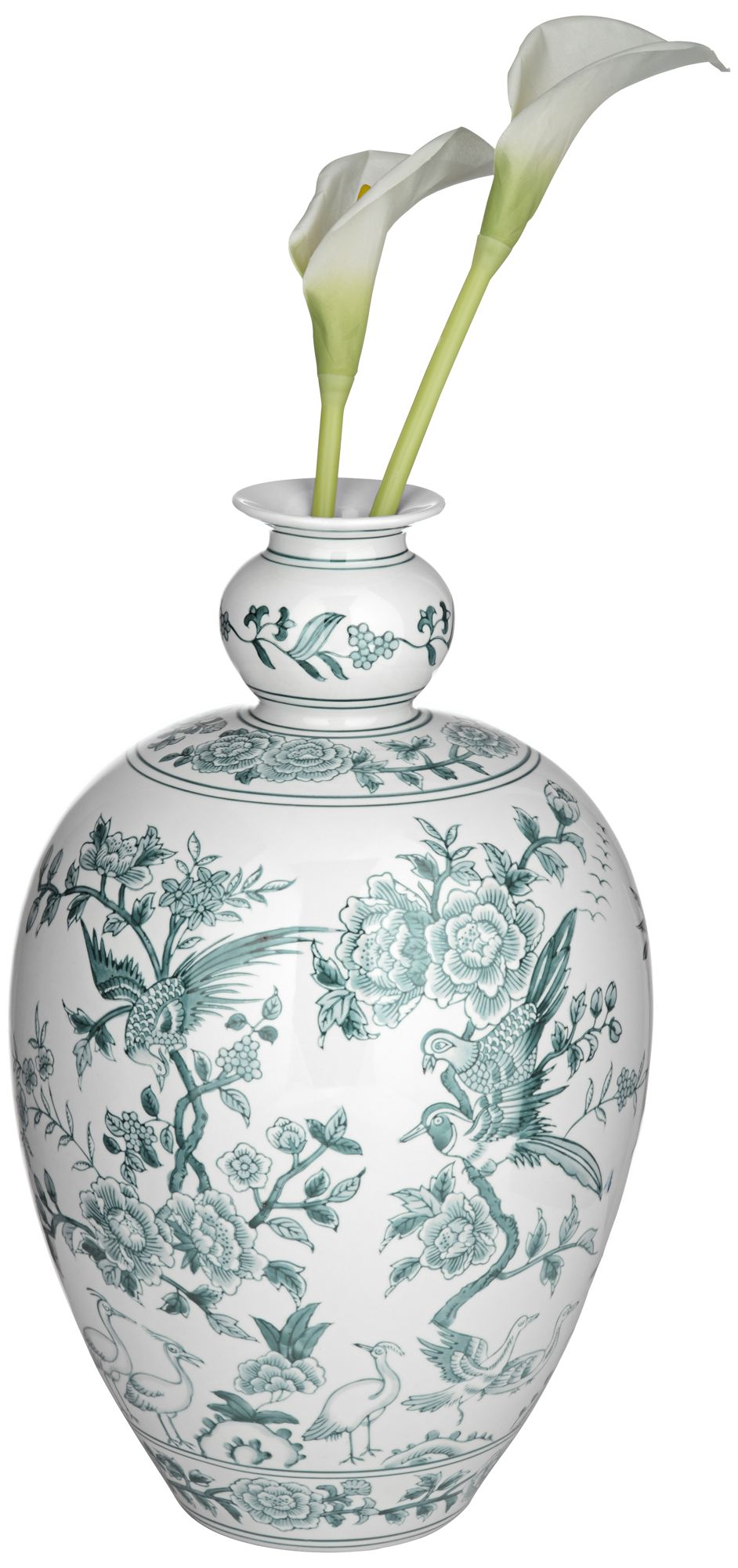 Image 7 Lotus 17" High Green and White Ginger Jar Ceramic Decorative Vase more views