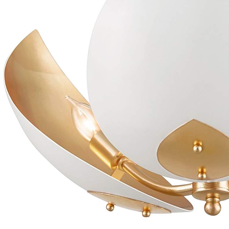 Image 3 Lotus 19" Wide Gold Leaf and White Metal Ceiling Light more views