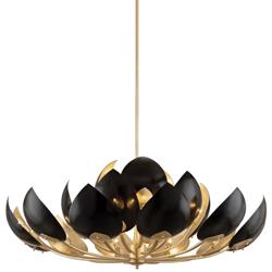 Lotus 21Lt Gold Leaf/Black Chandelier