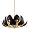 Lotus 38 1/2" Wide Gold Leaf and Black 16-Light Chandelier