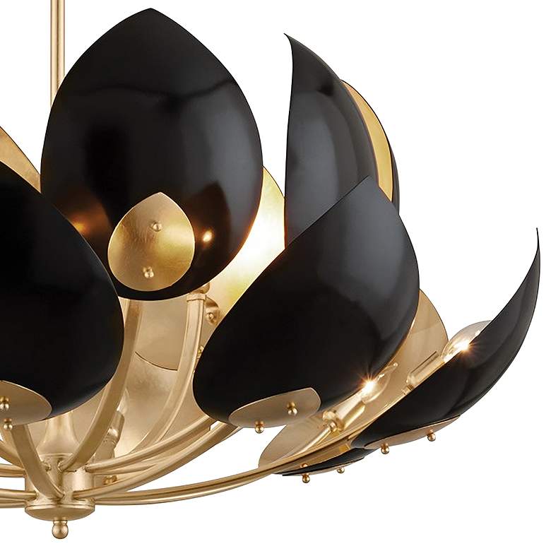 Image 3 Lotus 38 1/2" Wide Gold Leaf and Black 16-Light Chandelier more views