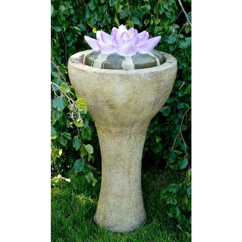 Image 1 Lotus 42 inch High Patio Bubbler Fountain with LED Light