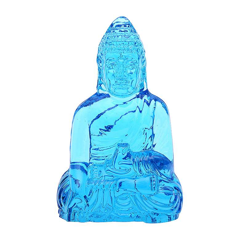 Image 1 Lotus Alley Aqua Blue Glass 5 1/2 inch High Guanyin Figurine