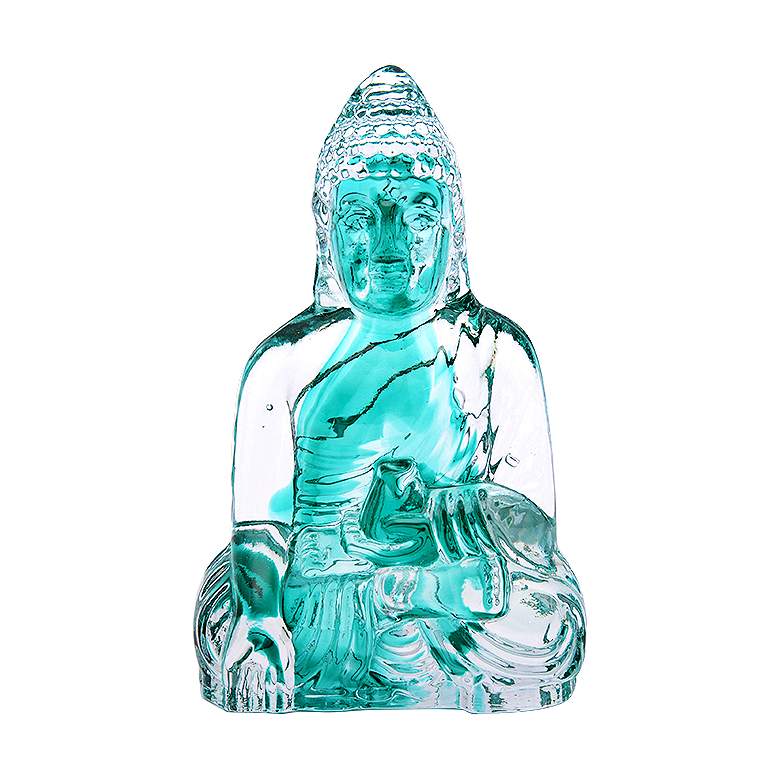 Image 1 Lotus Alley Teal Vapor Glass 5 1/2 inch High Guanyin Figurine