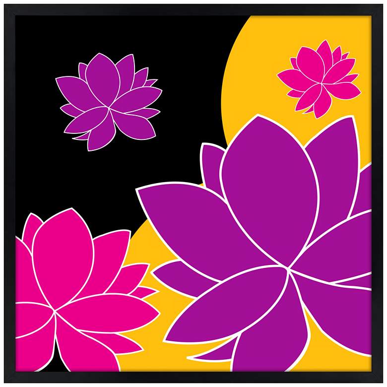 Image 1 Lotus Float 21 inch Square Black Giclee Wall Art