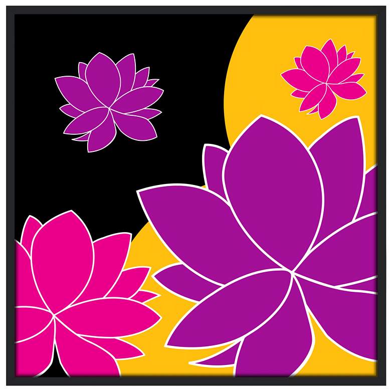 Lotus Float 37&quot; Square Black Giclee Wall Art