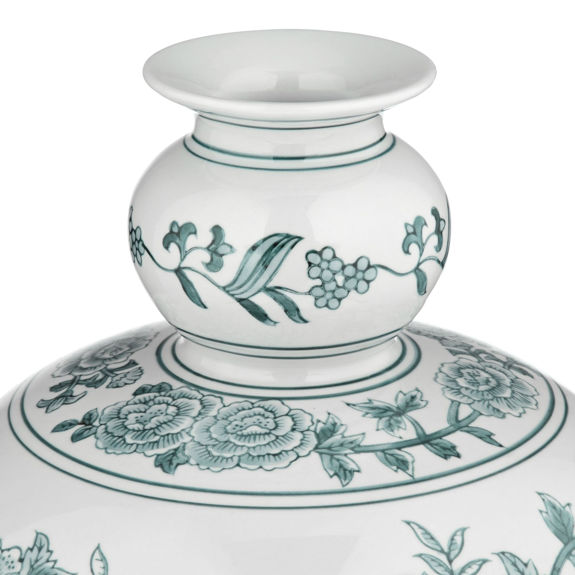 Image 3 Lotus Green and White Ginger Jar Ceramic Decorative Vase Set of 2 more views