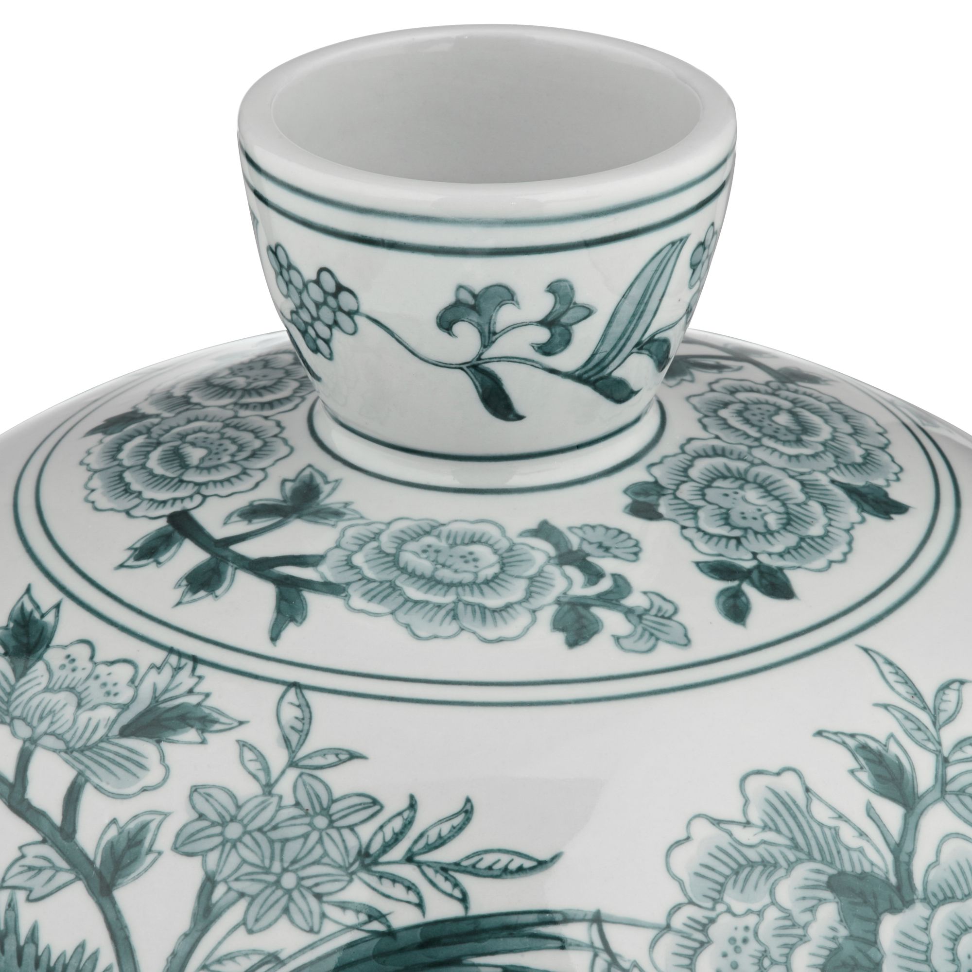 Image 4 Lotus Green and White Ginger Jar Ceramic Decorative Vase Set of 2 more views