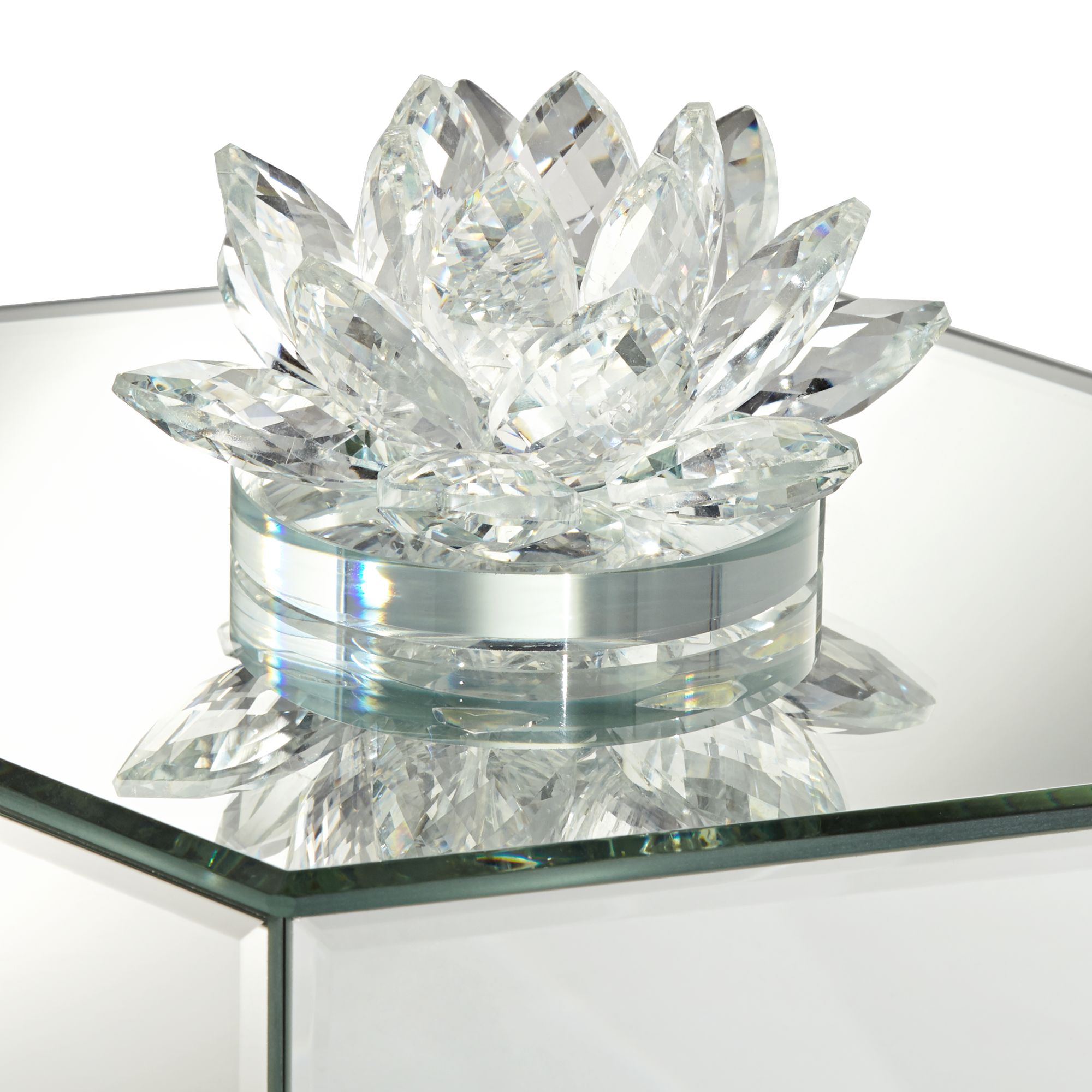 Image 4 Lotus Hex 8 3/4" Wide Mirrored Jewelry Box more views