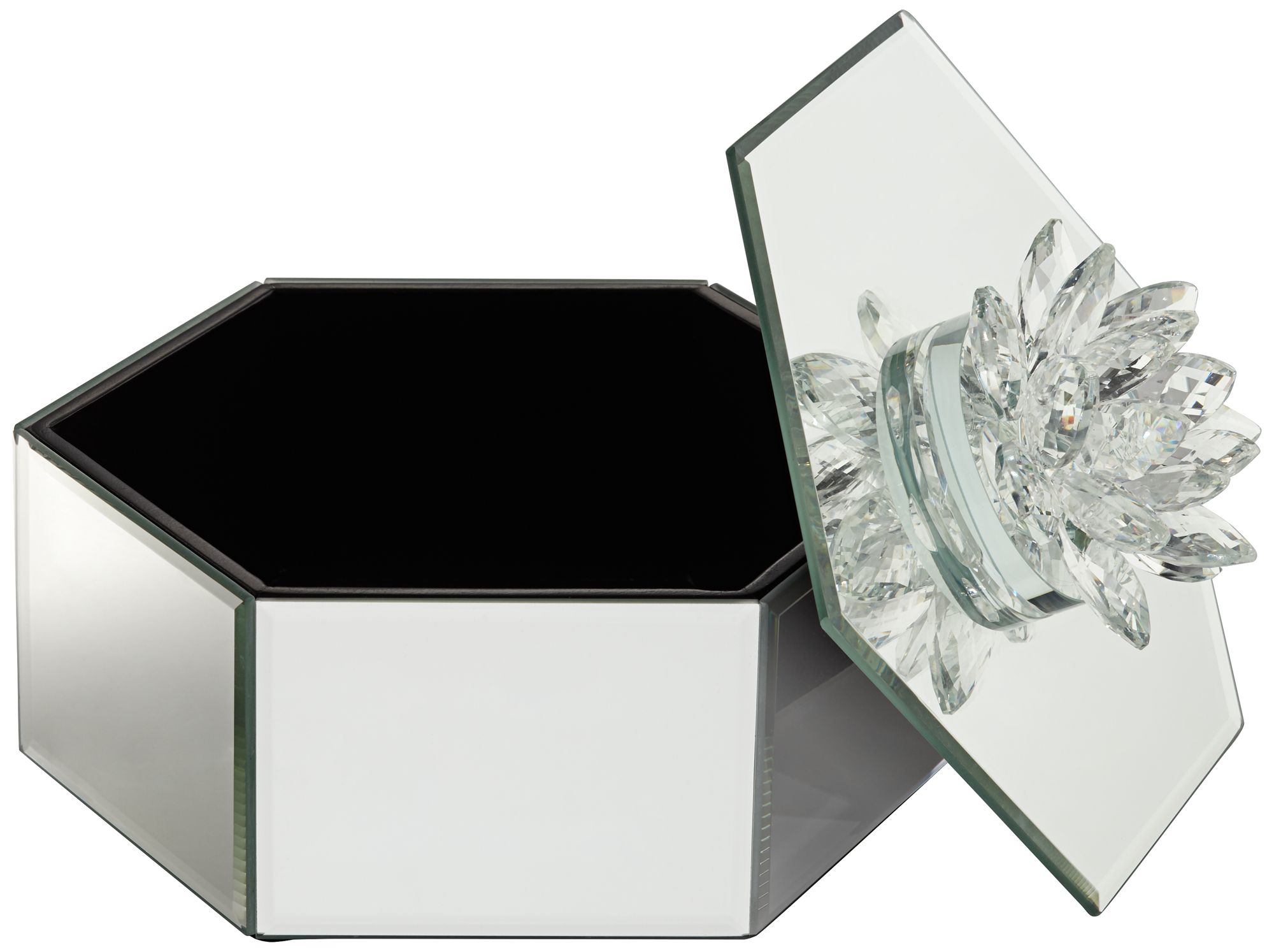 Image 5 Lotus Hex 8 3/4" Wide Mirrored Jewelry Box more views