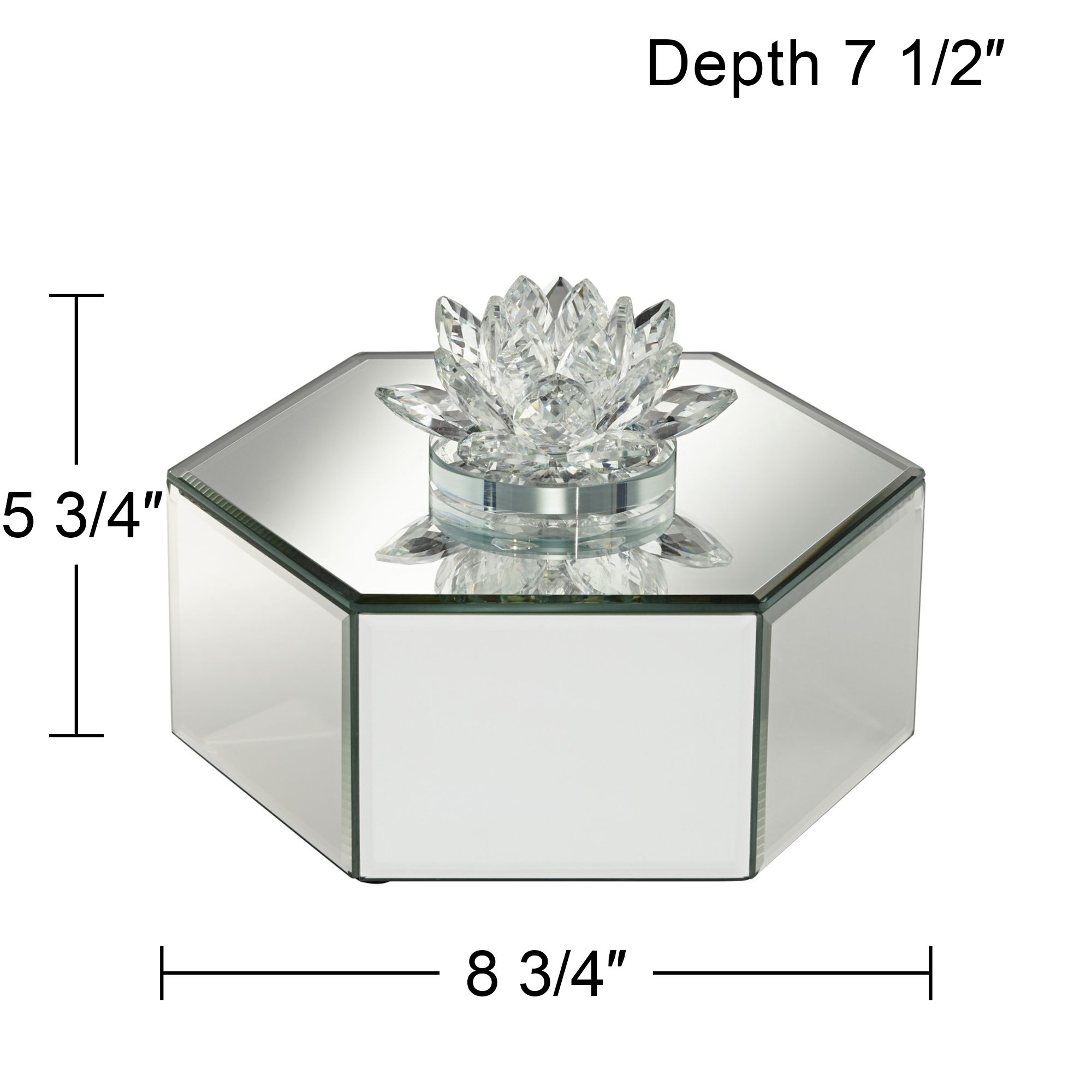 Image 7 Lotus Hex 8 3/4" Wide Mirrored Jewelry Box more views