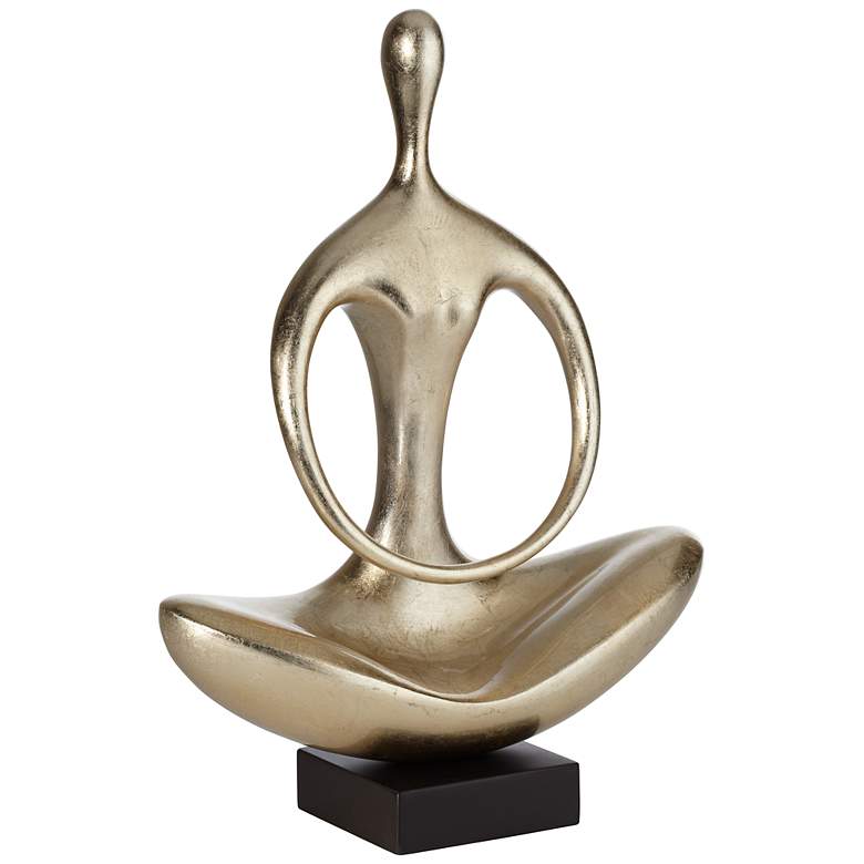 Image 1 Lotus Meditating Figure 15 inch High Sculpture Champagne Finish