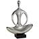 Lotus Meditating Figure 15" High Sculpture Silver Finish