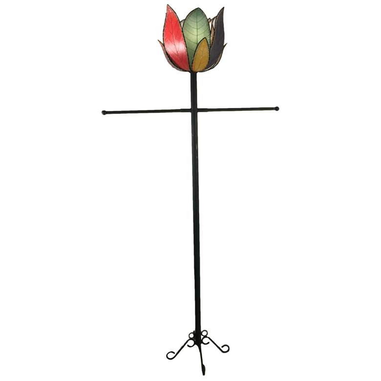Image 1 Lotus Multi-Colored Cocoa Leaves LED Outdoor Floor Lamp