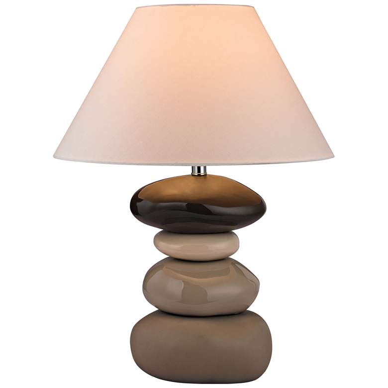 Image 1 Lou Stacked Stones Chocolate and Cream Ceramic Table Lamp