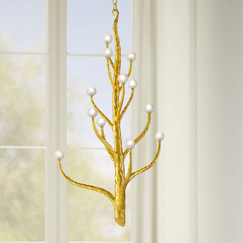 Image 1 Loucinda 26 inch Wide 12-Light Contemporary Gold Leaf Chandelier