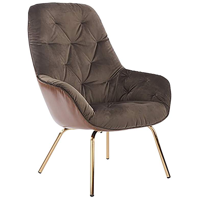 Image 2 Loufton Brown Tufted Velvet Fabric Dining Chair