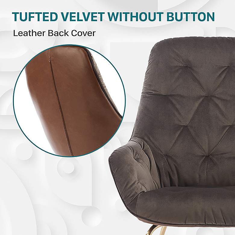 Image 5 Loufton Brown Tufted Velvet Fabric Dining Chair more views