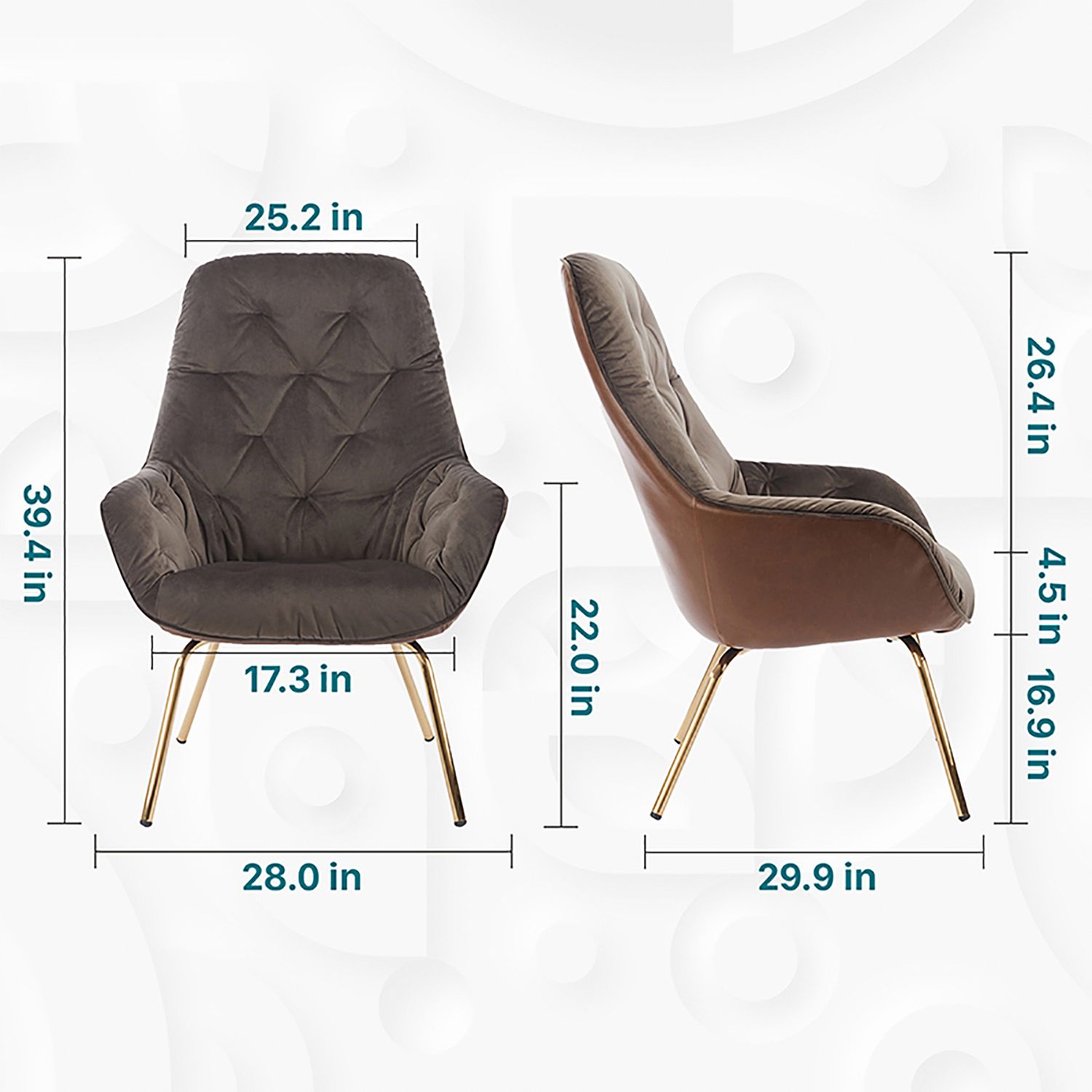 Loufton Brown Tufted Velvet Fabric Dining Chair