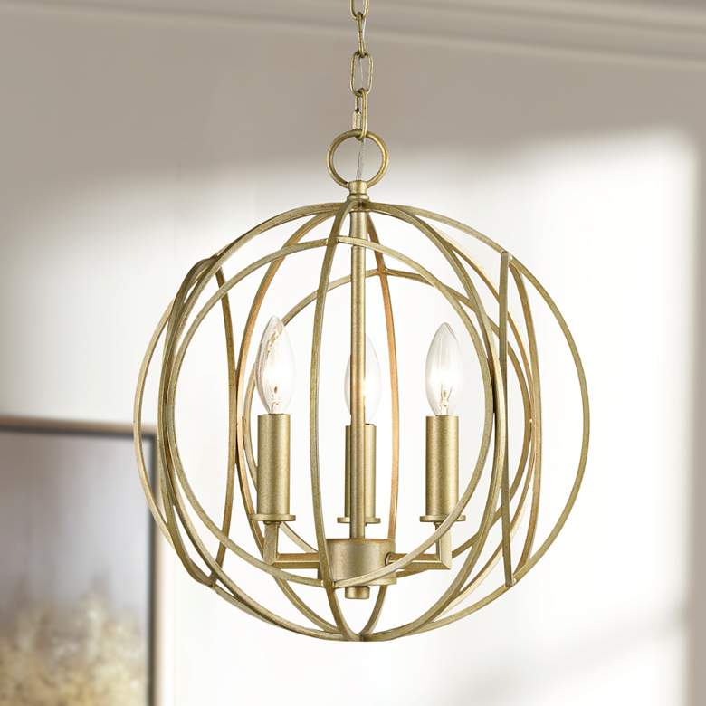 Image 1 Loughton 14" Wide 3-Light Chandelier - Golden Silver