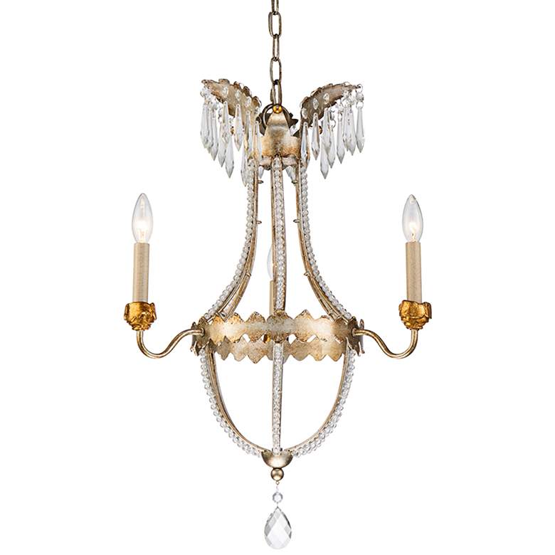 Image 1 Louis 20" Wide Distressed Silver and Gold 3-Light Chandelier