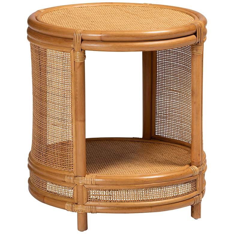 Image 2 Louis 20" Wide Natural Brown Rattan Round End Table