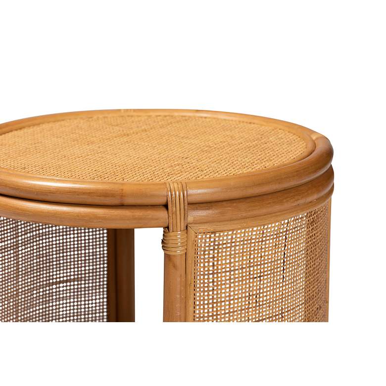 Image 3 Louis 20" Wide Natural Brown Rattan Round End Table more views
