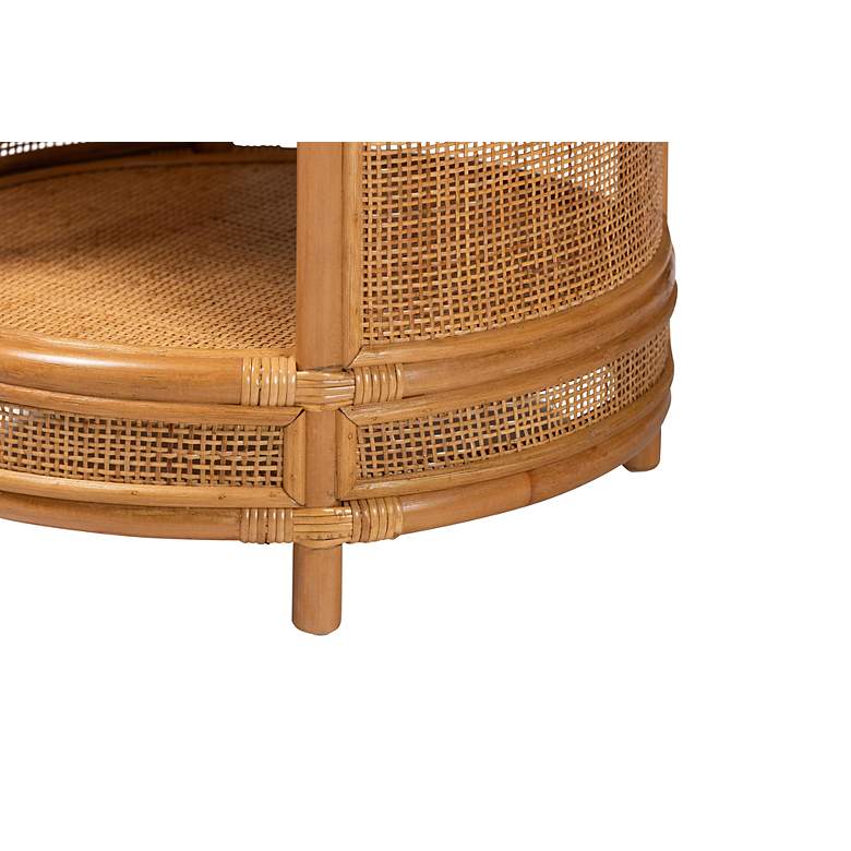 Image 4 Louis 20" Wide Natural Brown Rattan Round End Table more views